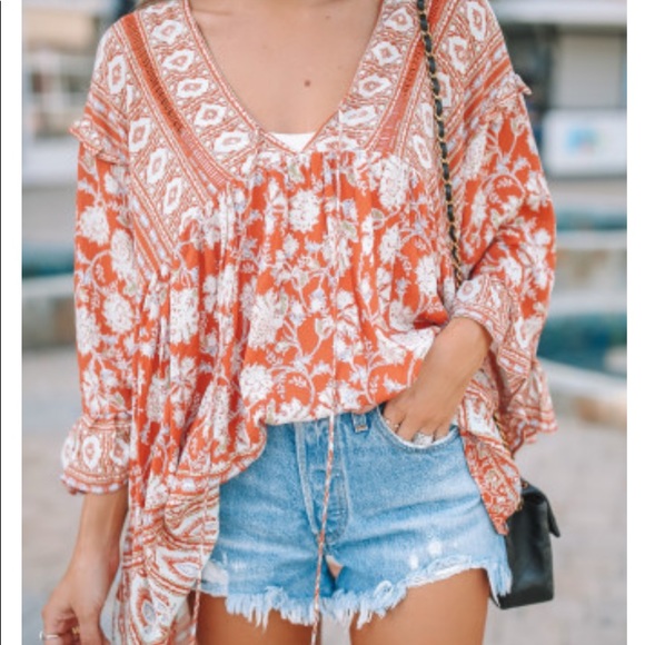 Tops - •L• Fall Rustic Boho Peasant Flower Tunic New